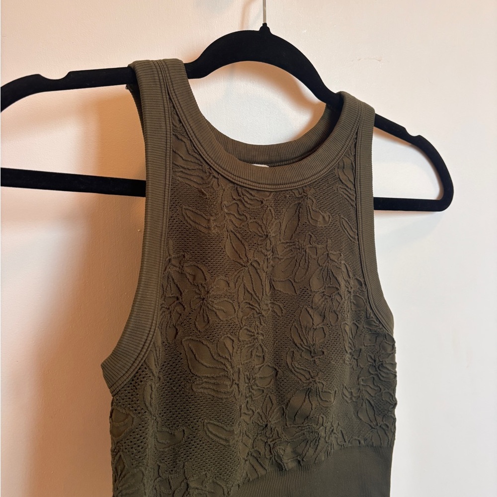 Mahina Olive Floral Razorback Crop Top